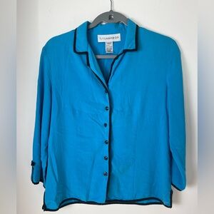 Vintage Sag Harbor 100% Silk Button Down Collared Parisian Boho Shirt Small